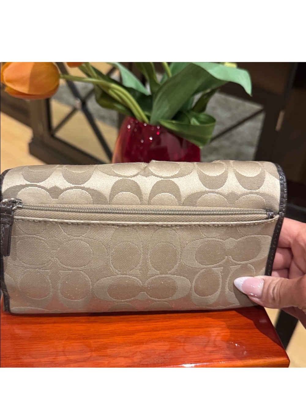 Coach Tan and Brown Signature Wallet Set